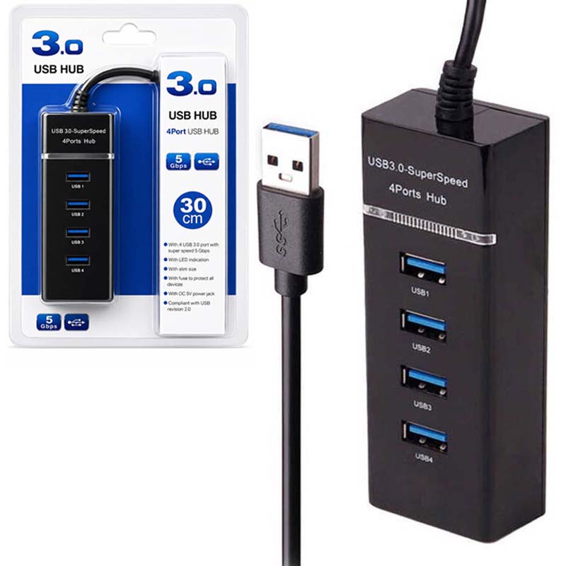 هاب USB3.0 چهار پورت به طول 30 سانتیمتر