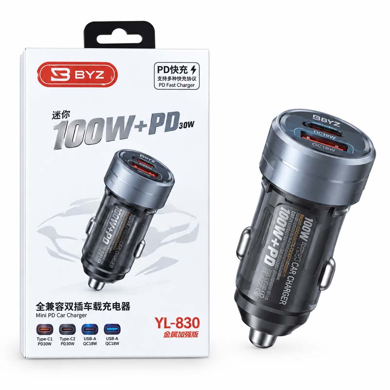 شارژر فندکی 100 وات 2 خروجی BYZ (بی وای زد) مدل YL-830