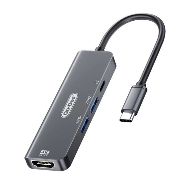 هاب و مبدل 4 در 1 HDMI 4K به Type-C گودس مدل GD-6828 